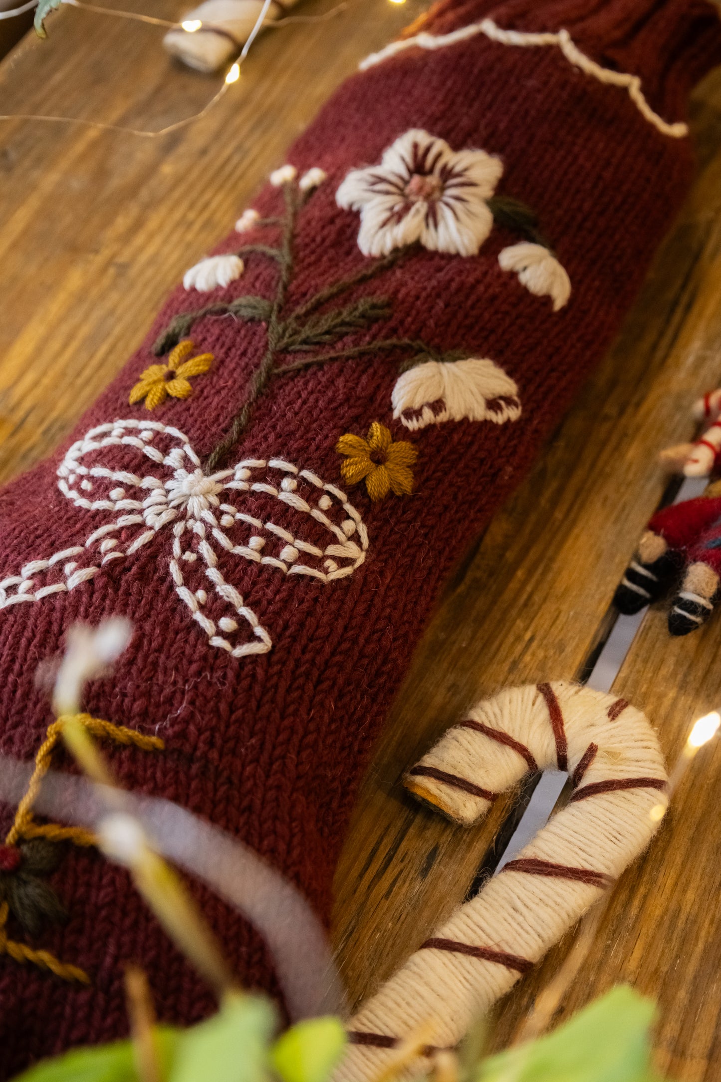 Holiday Hellebore Stocking - Grape