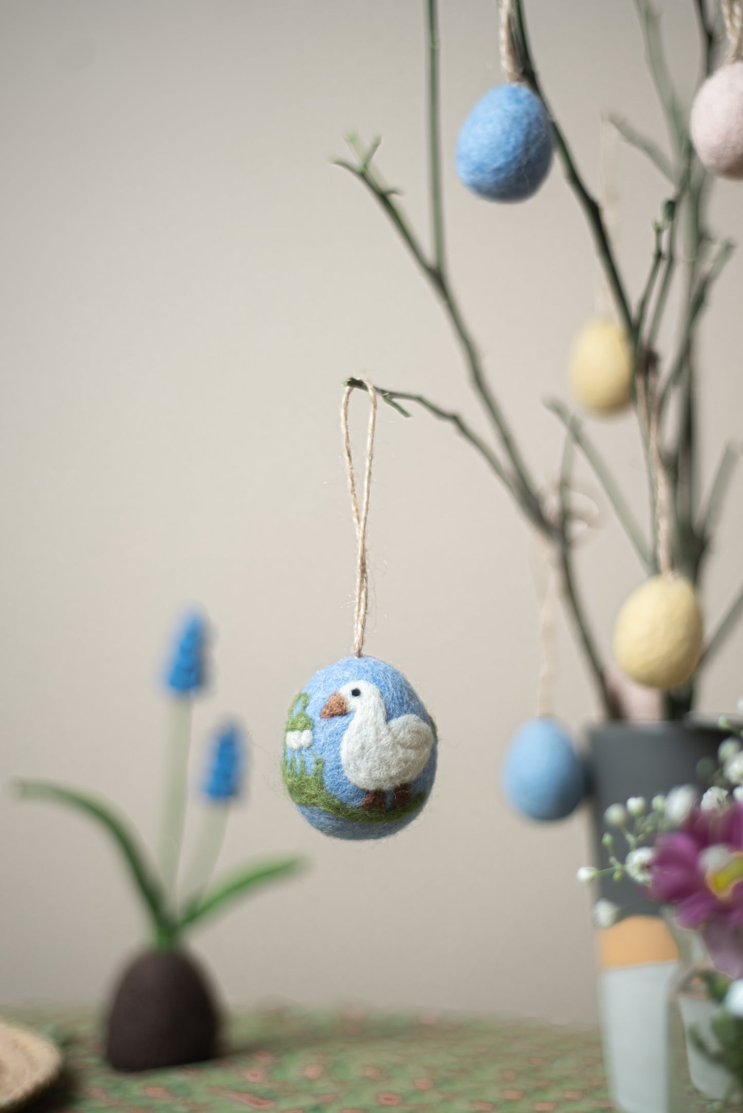 Artisan Easter Egg ornament Duck - Blue