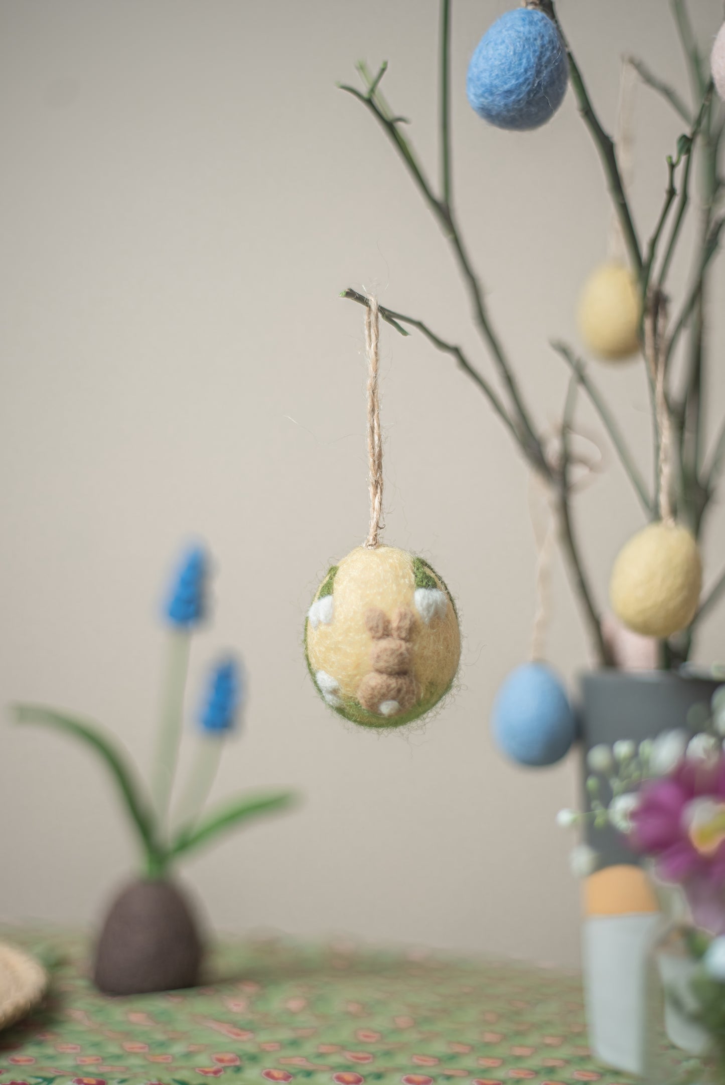 Artisan Easter Egg ornament Bunny Butt - Yellow