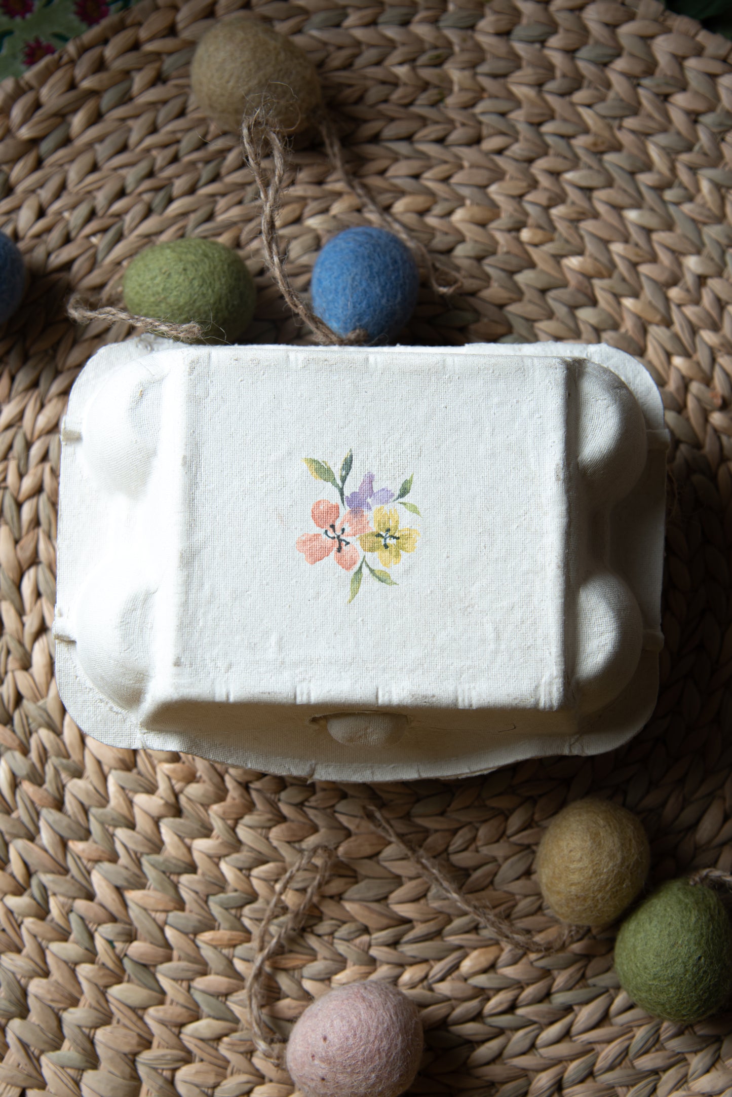 Box of six artisan egg ornaments