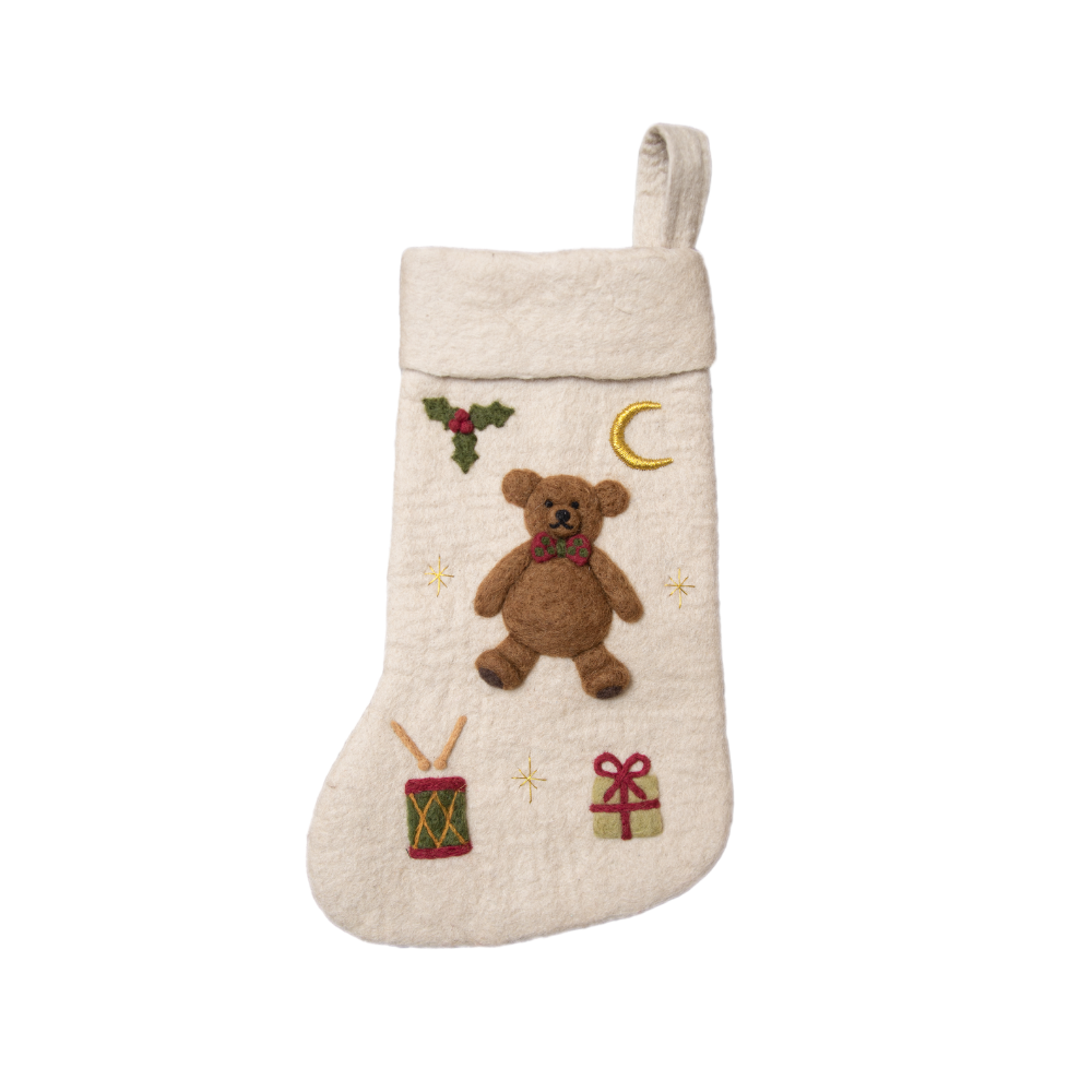 Teddy Bear Stocking - Cream White