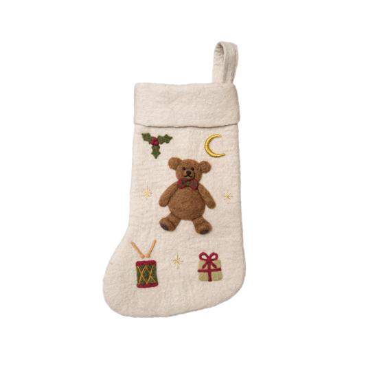 Teddy Bear Stocking - Cream White