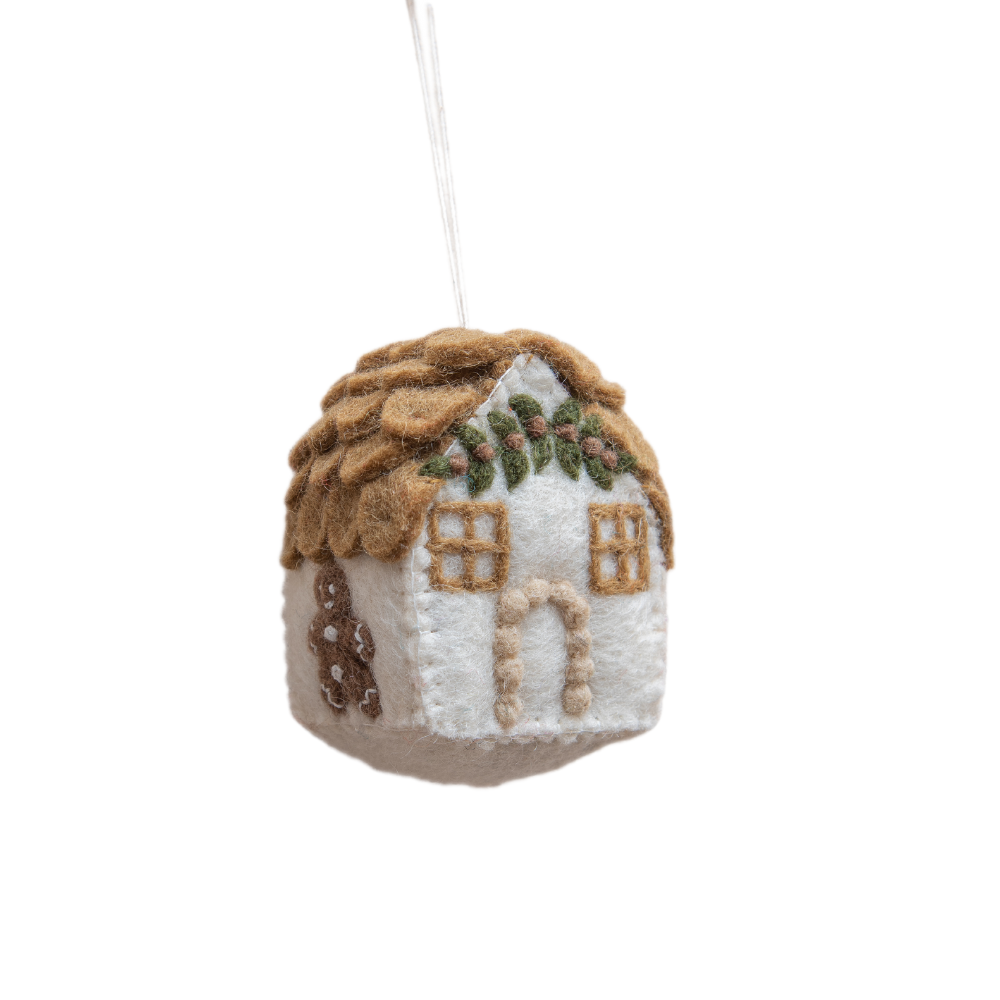 Gingerbread House Ornament - White