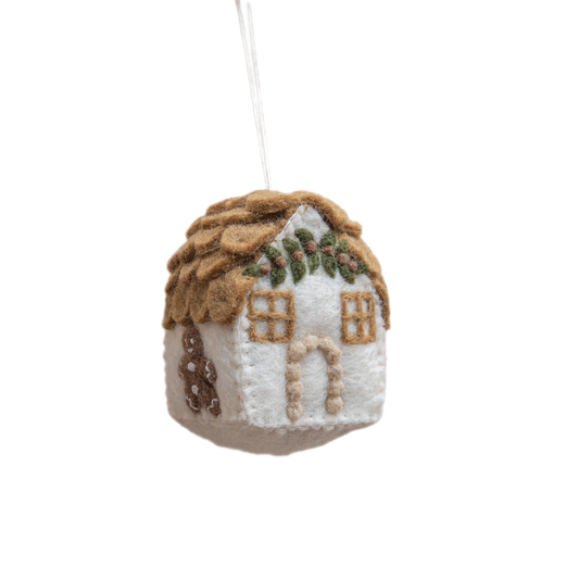 Gingerbread House Ornament - White