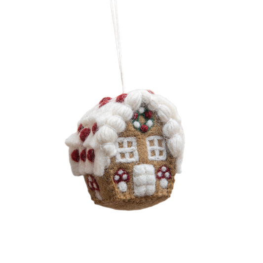 Gingerbread House Ornament with Mushroom