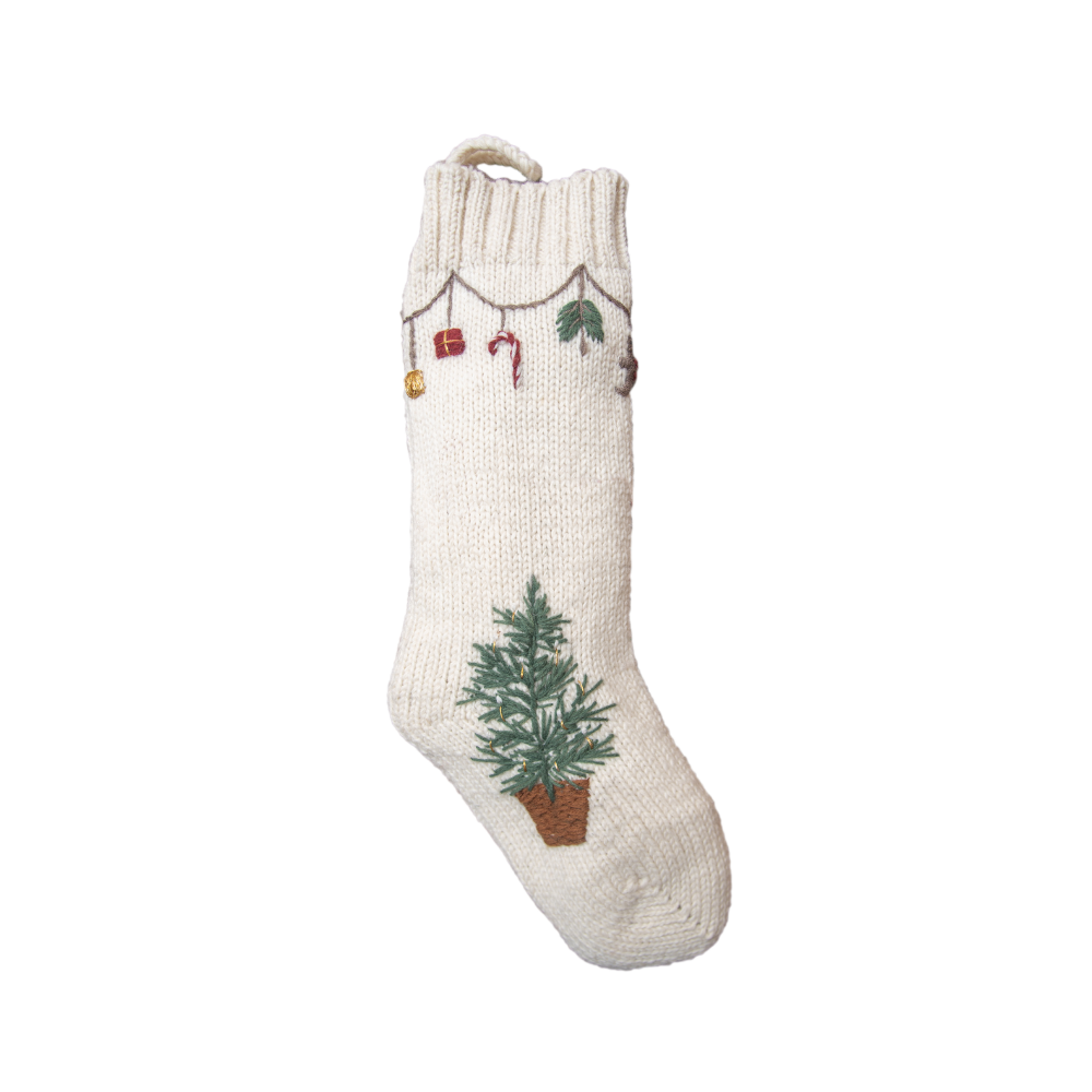 Garland Stocking - Cream white