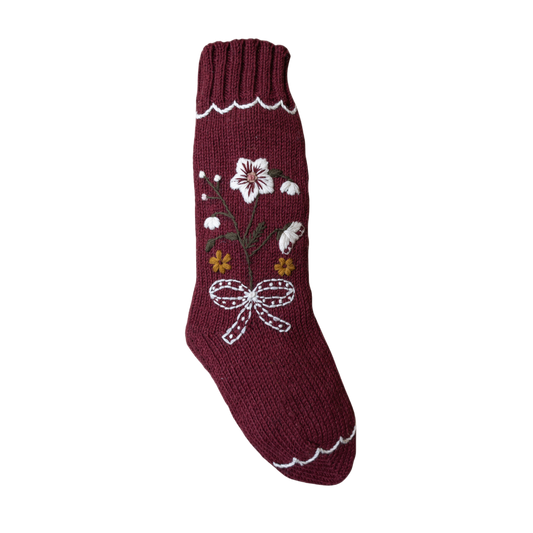 Holiday Hellebore Stocking - Grape
