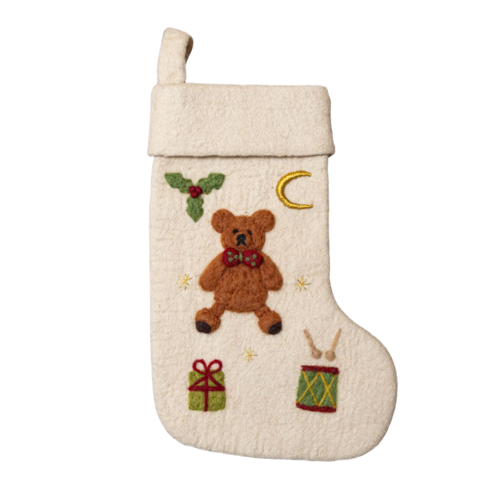 Teddy Bear Stocking - Cream White