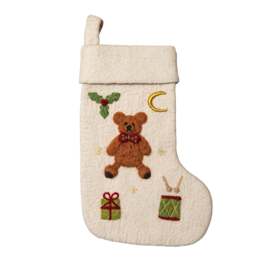 Teddy Bear Stocking - Cream White