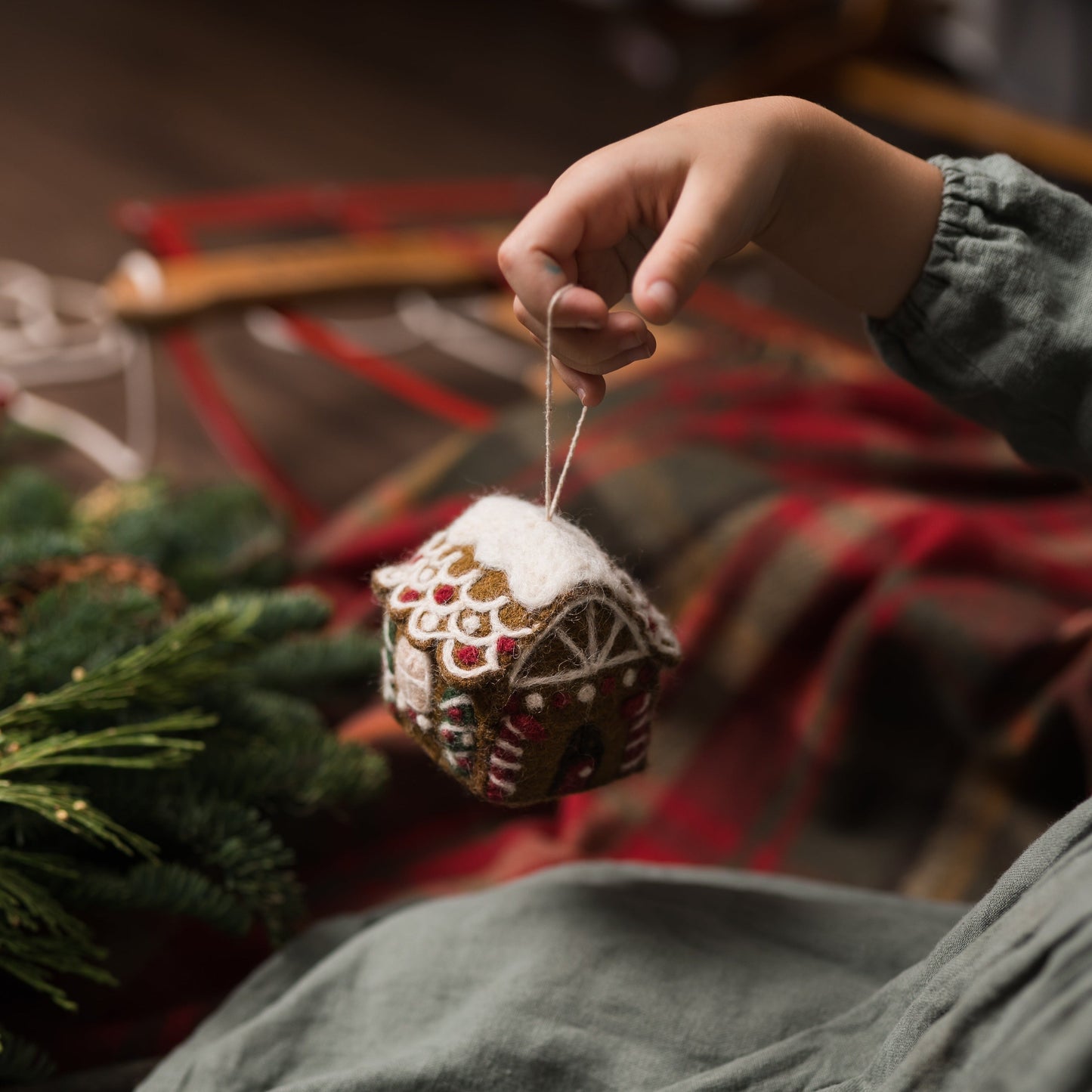 Gingerbread House Ornament - Brown