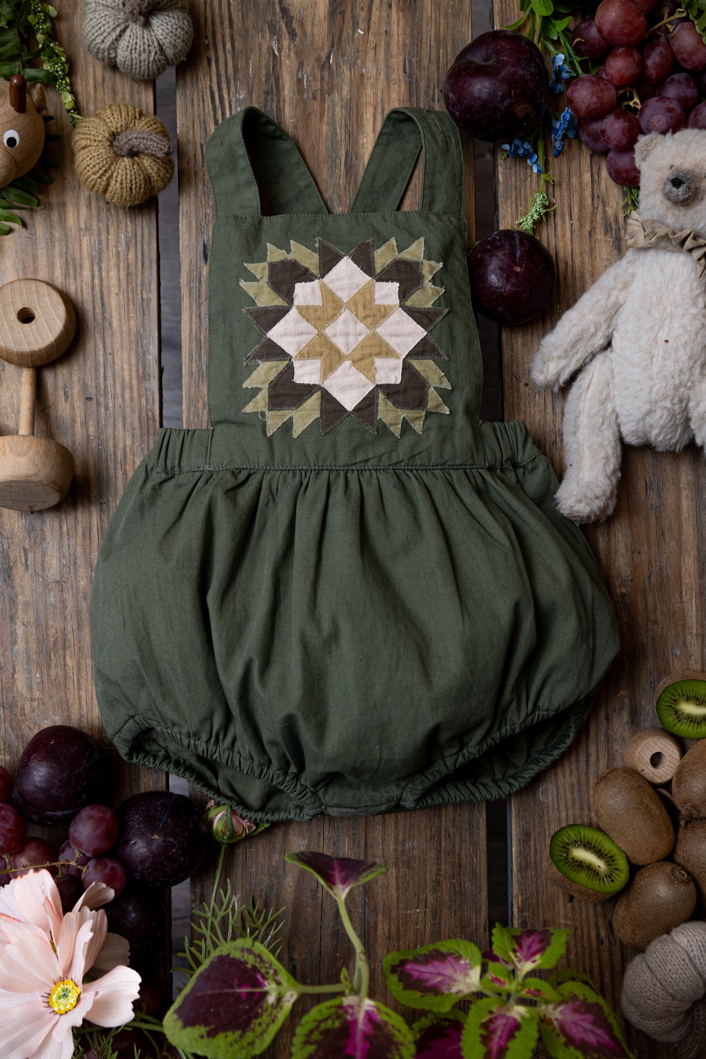 Patchwork romper - Moss