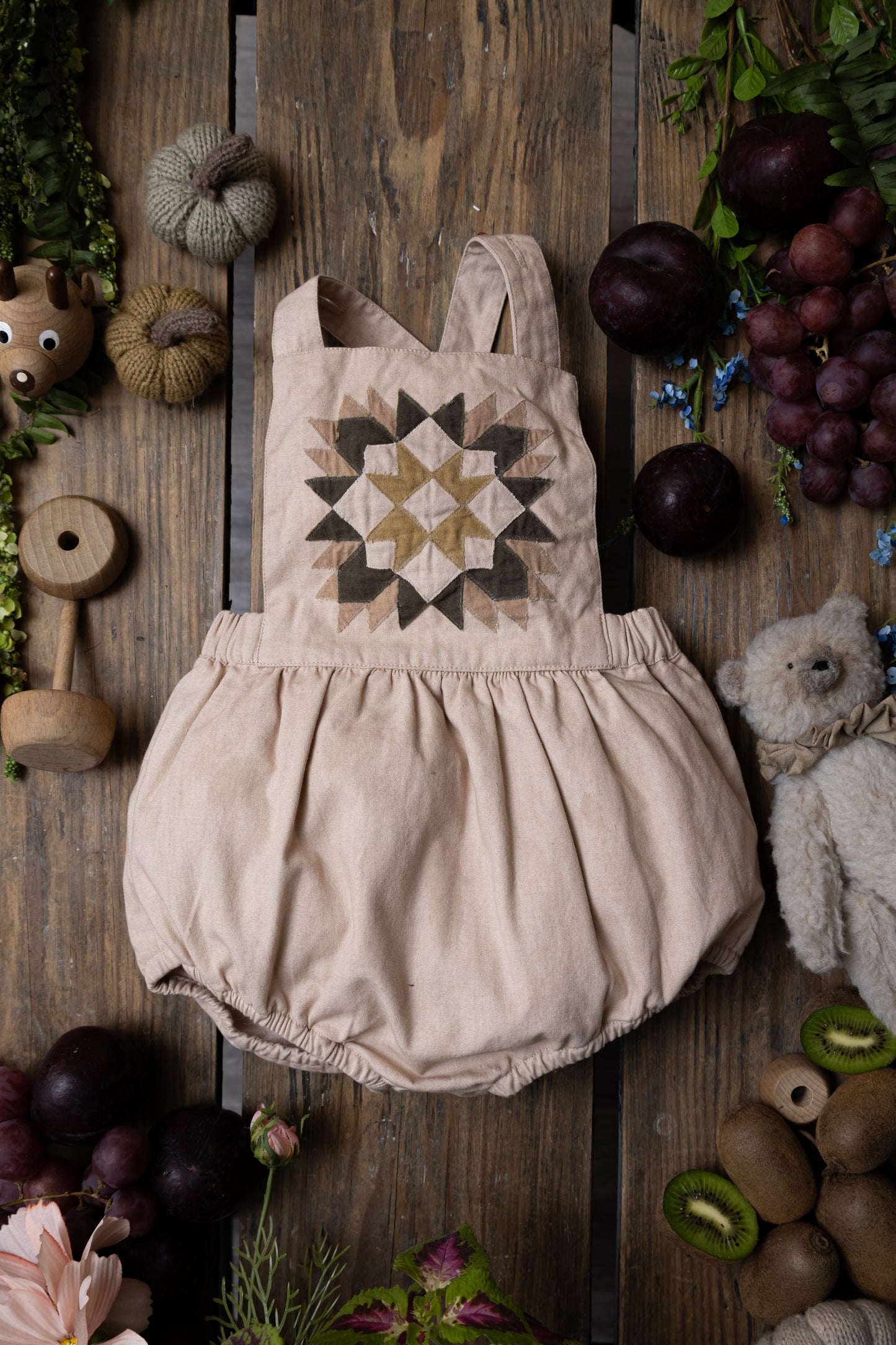 Patchwork romper - Oats