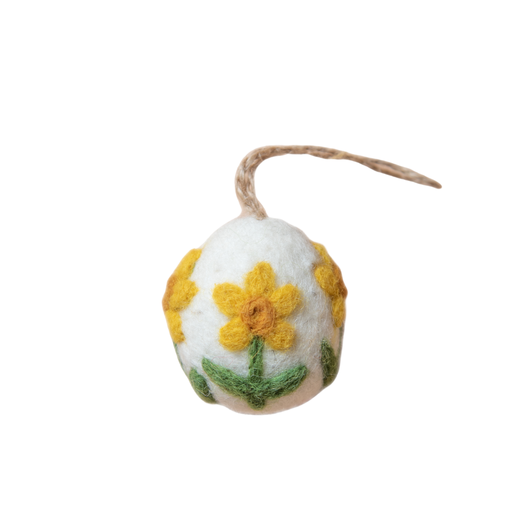 Artisan Easter Egg ornament Daffodil - White