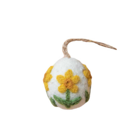 Artisan Easter Egg ornament Daffodil - White