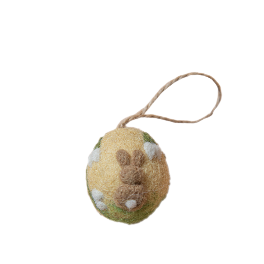 Artisan Easter Egg ornament Bunny Butt - Yellow