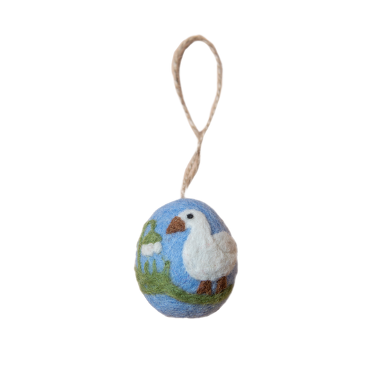 Artisan Easter Egg ornament Duck - Blue
