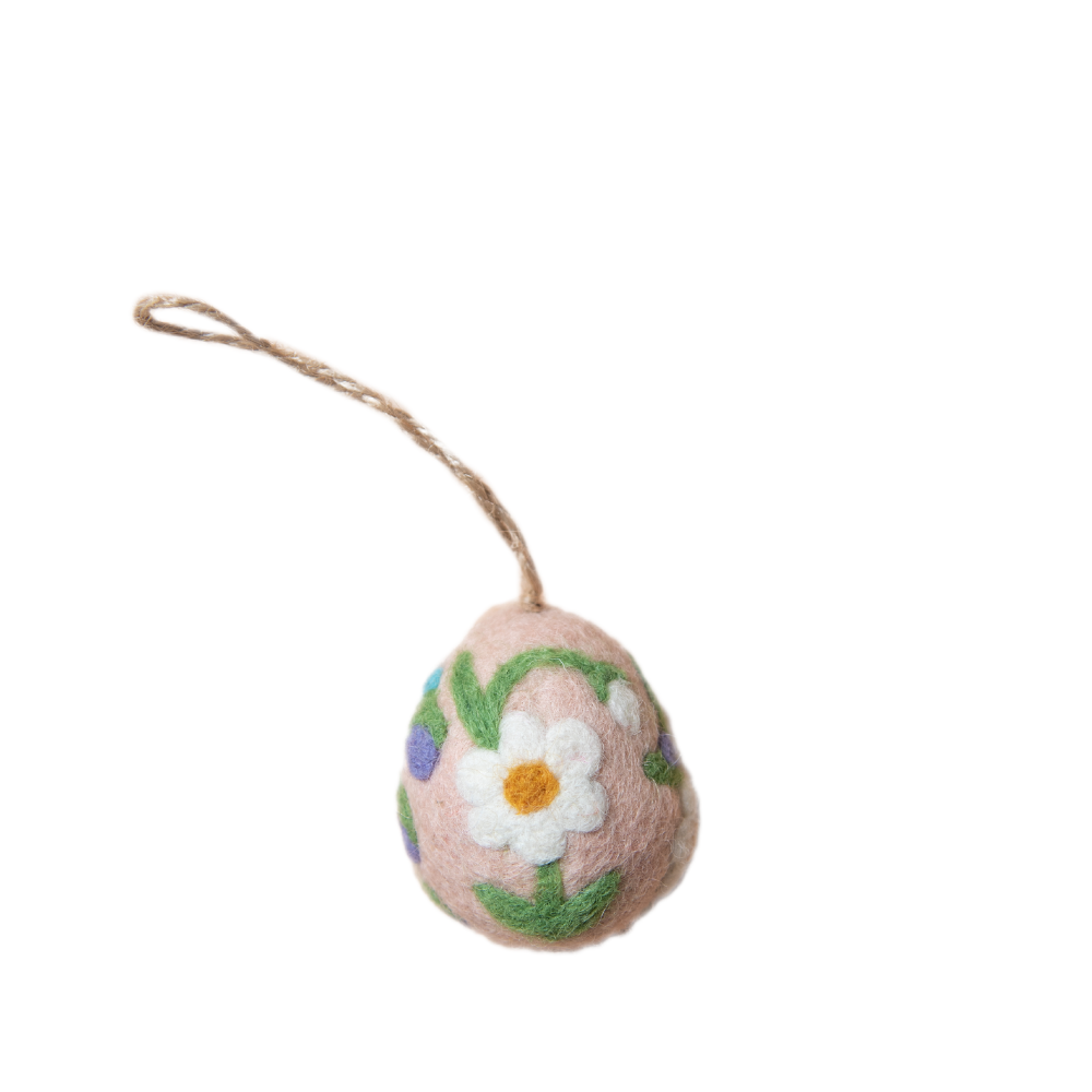 Artisan Easter Egg ornament Flowers - Pink