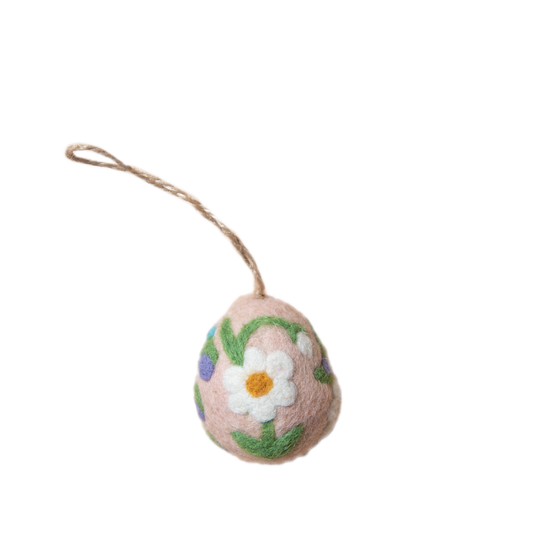 Artisan Easter Egg ornament Flowers - Pink