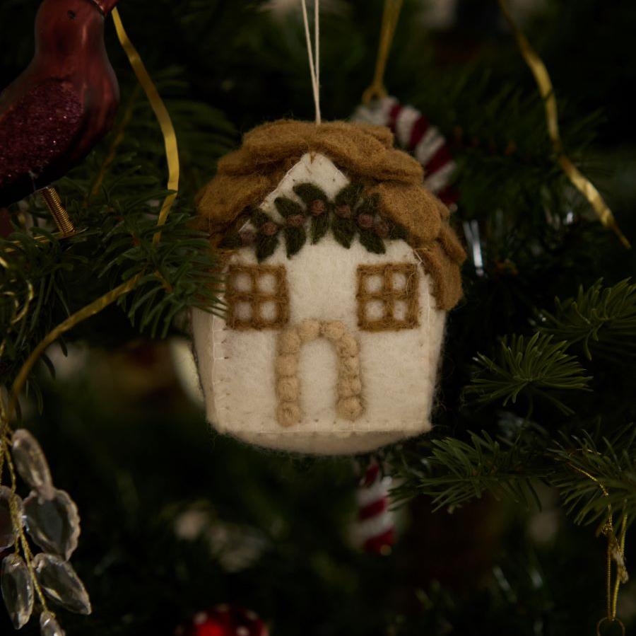 Gingerbread House Ornament - White