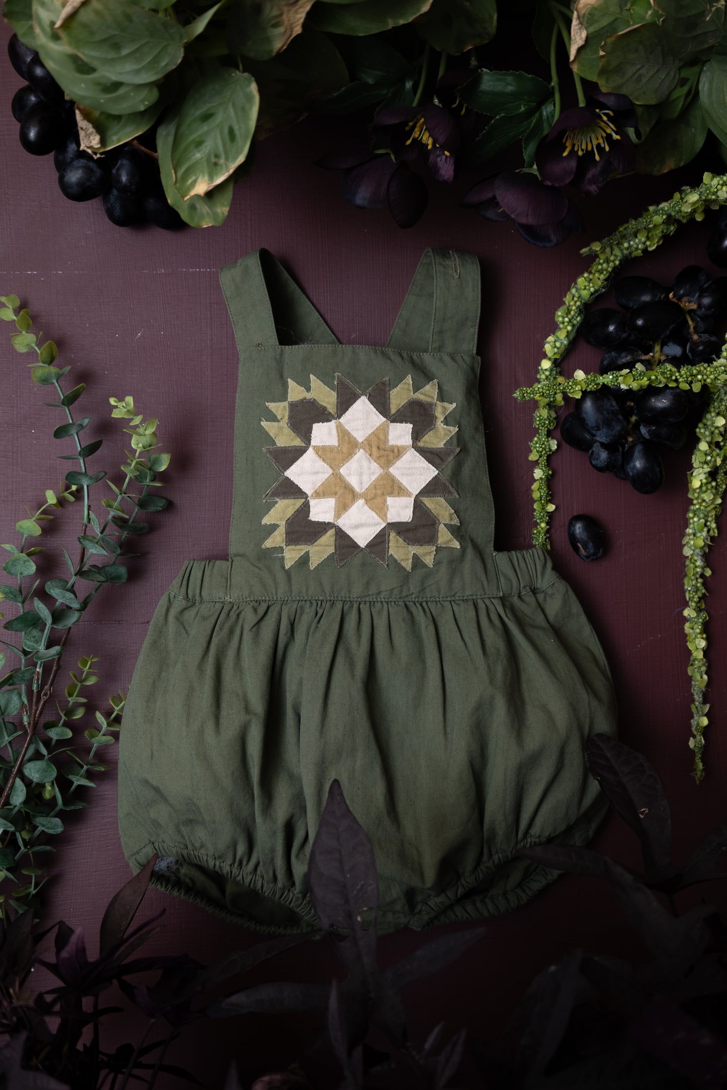 Patchwork romper - Moss