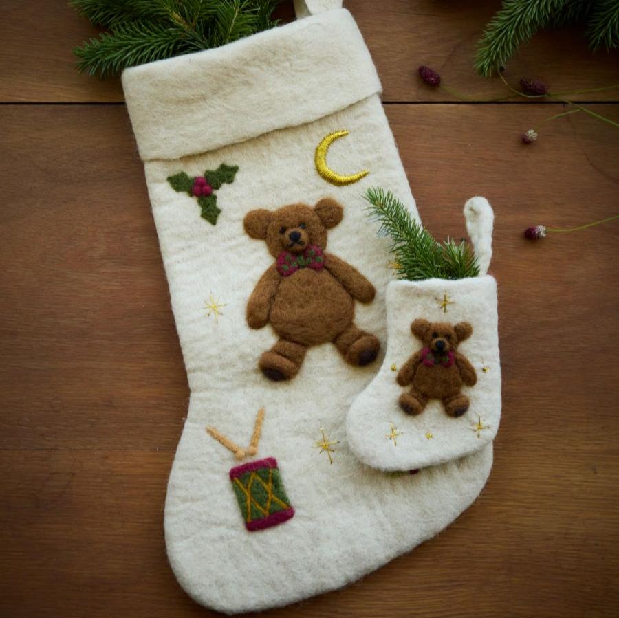 Teddy Bear Stocking - Cream White