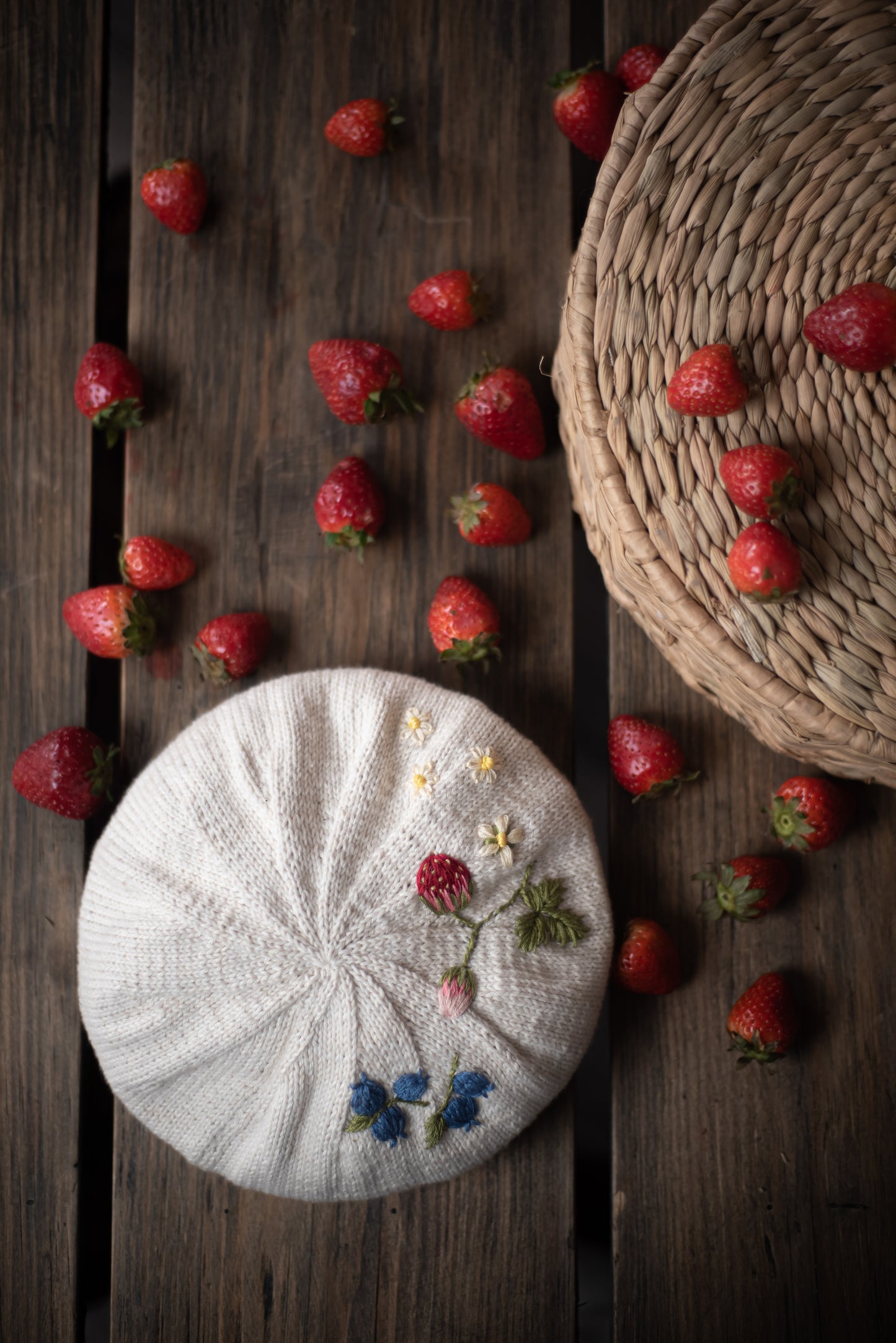 Strawberry beret Marshmellow (Cotton)