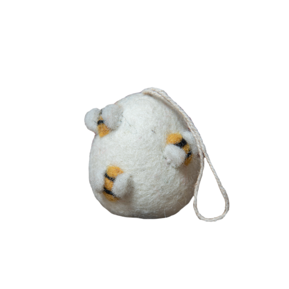 Artisan Easter Egg ornament Bee - White