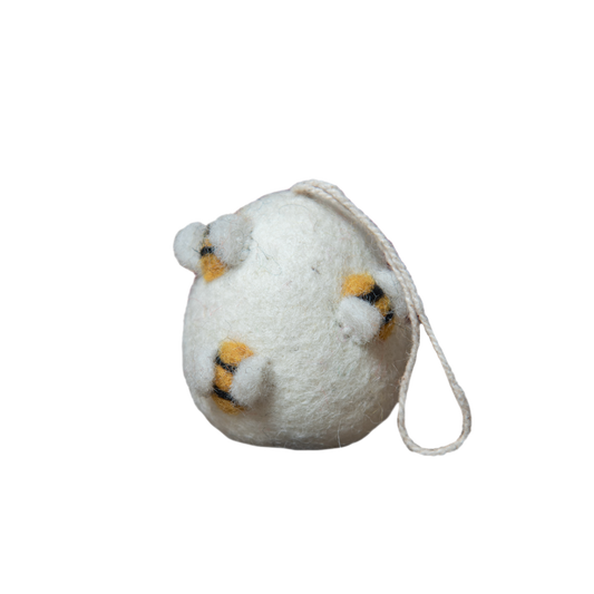 Artisan Easter Egg ornament Bee - White